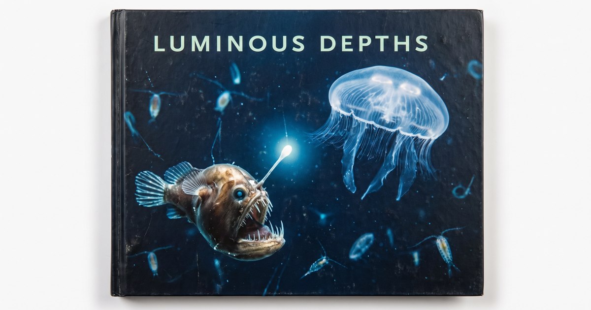 Deep-sea creatures and jellyfish illustrated on a cover