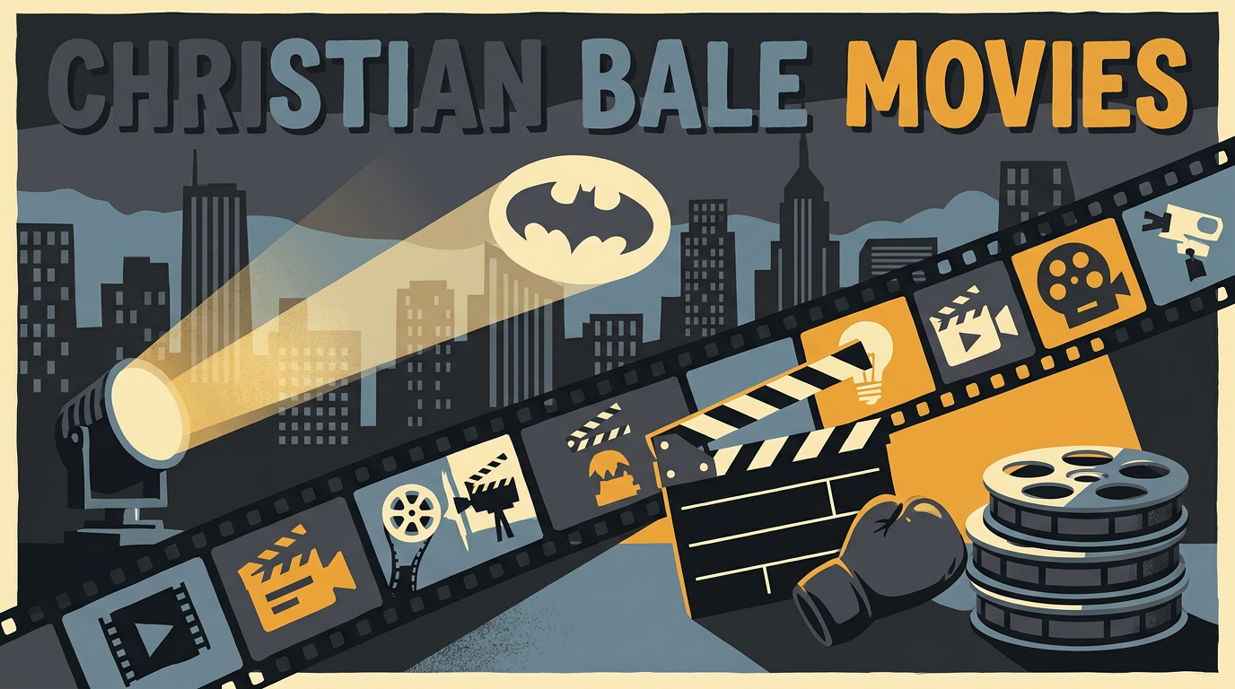 Noir-styled film poster with a film strip, clapperboard, searchlight and boxing glove