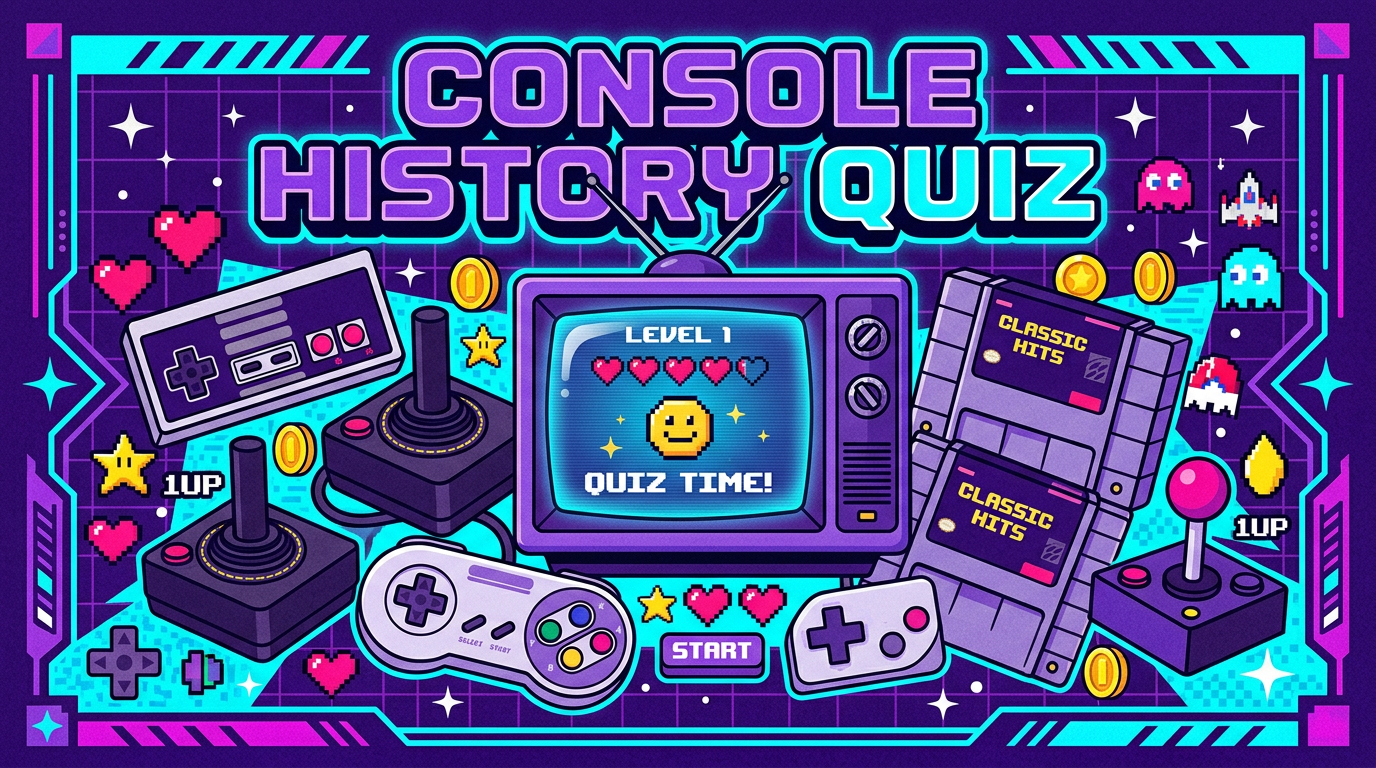 Retro illustration of classic game controllers, cartridges and a CRT television