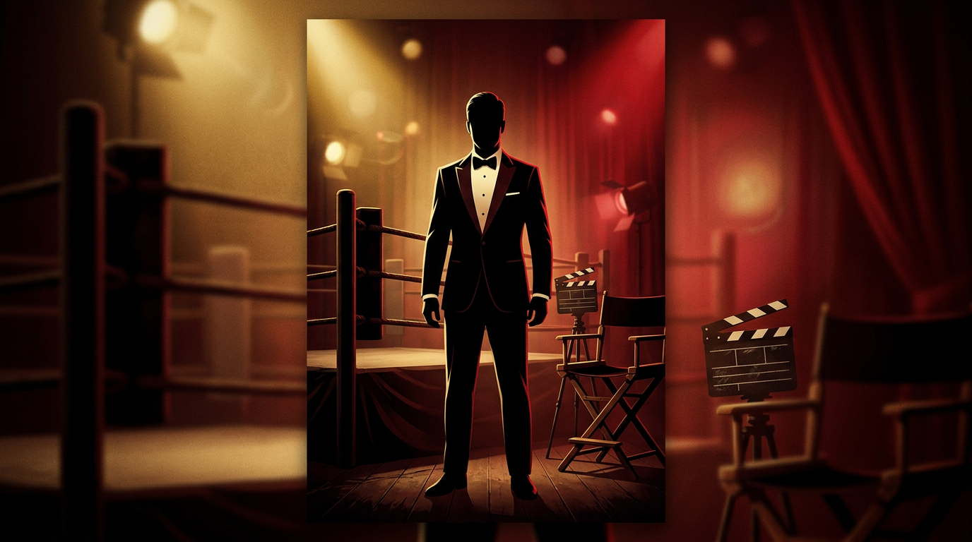 Charismatic film star in dramatic cinema lighting