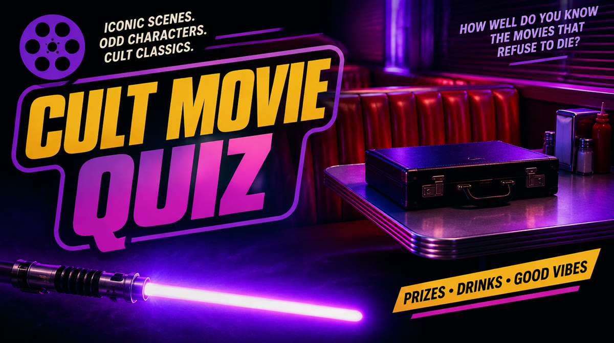 A purple lightsaber crossing a sleek black eye patch