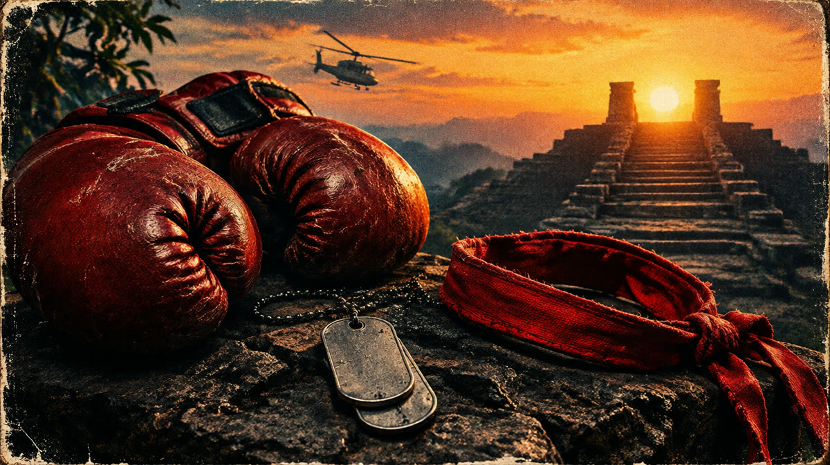 Boxer training in gray sweats against a gritty Philadelphia backdrop, evoking Sylvester Stallone's Rocky