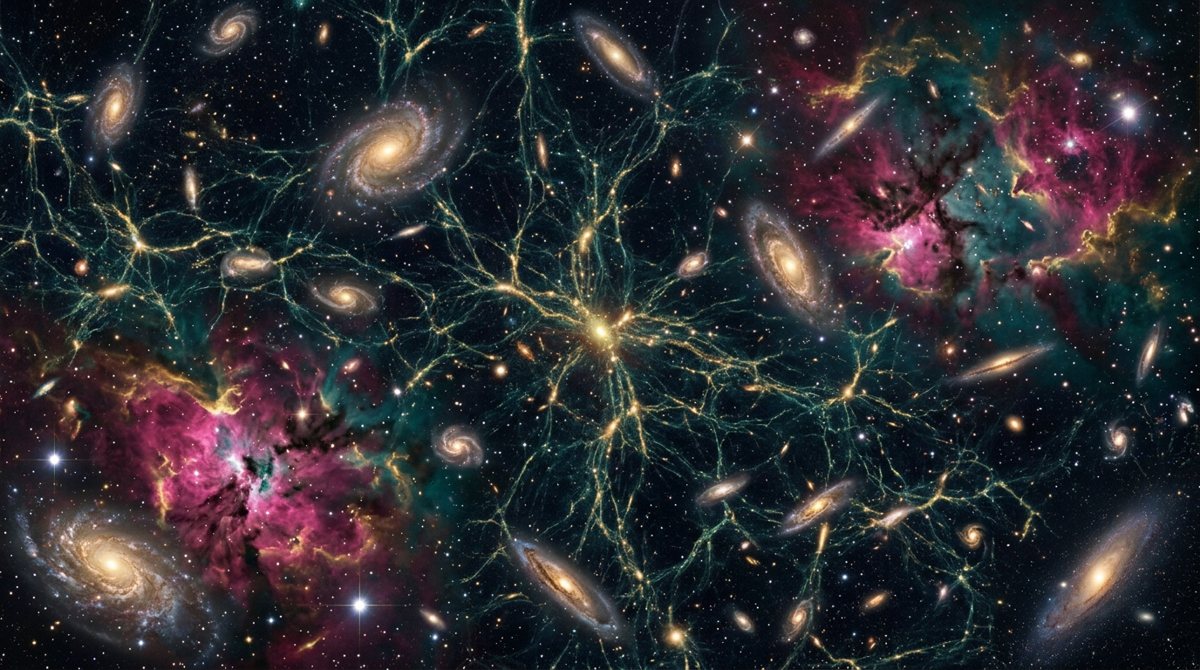 Spiral galaxies, nebulae and the cosmic web spreading across the universe