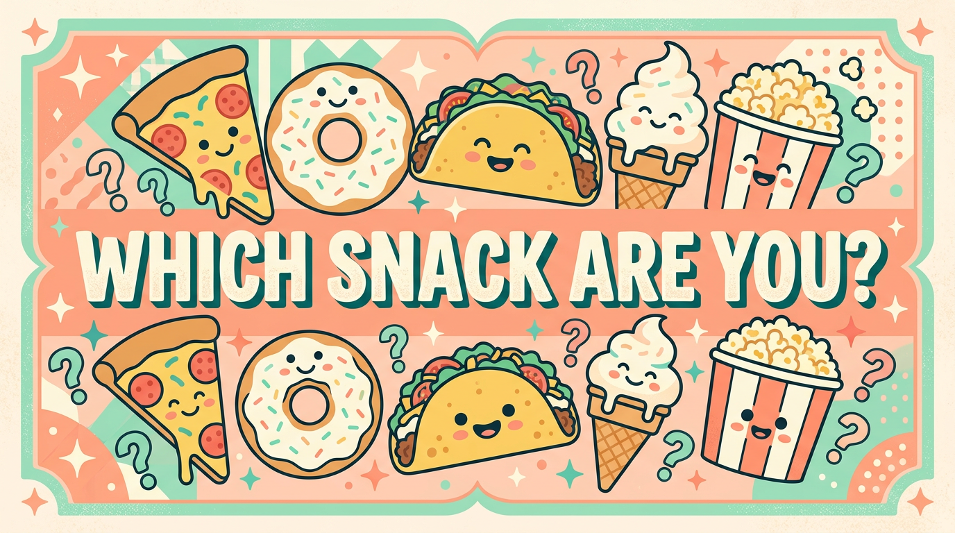 Cute pastel illustration of pizza, doughnut, taco, ice cream and popcorn characters