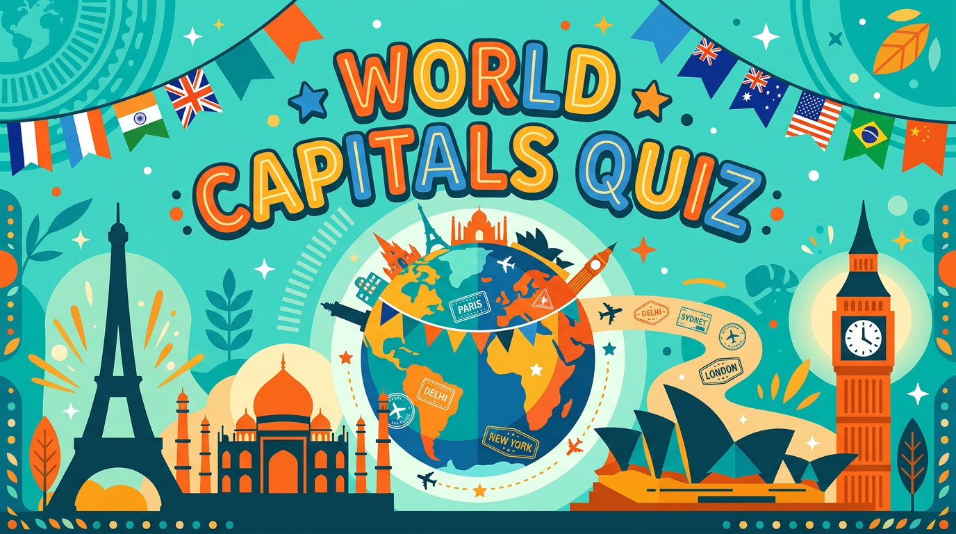 Globe surrounded by flags, passport stamps and world landmarks